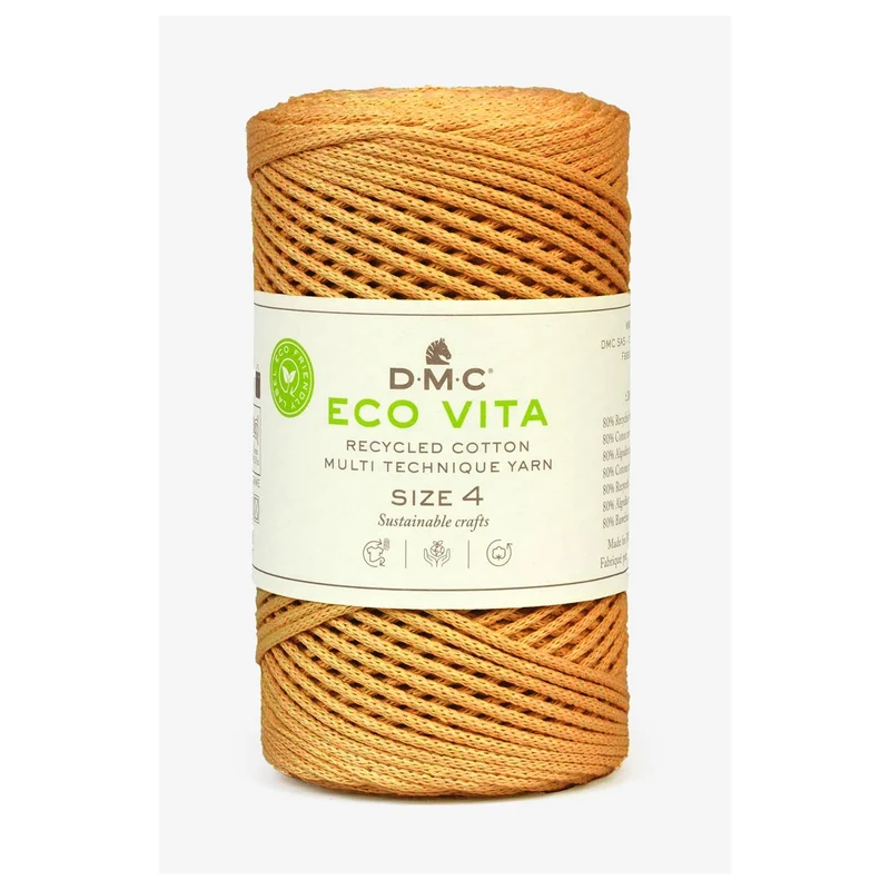 DMC Eco Vita 4 – Cordino in Cotone Riciclato 250g per Uncinetto e Borse