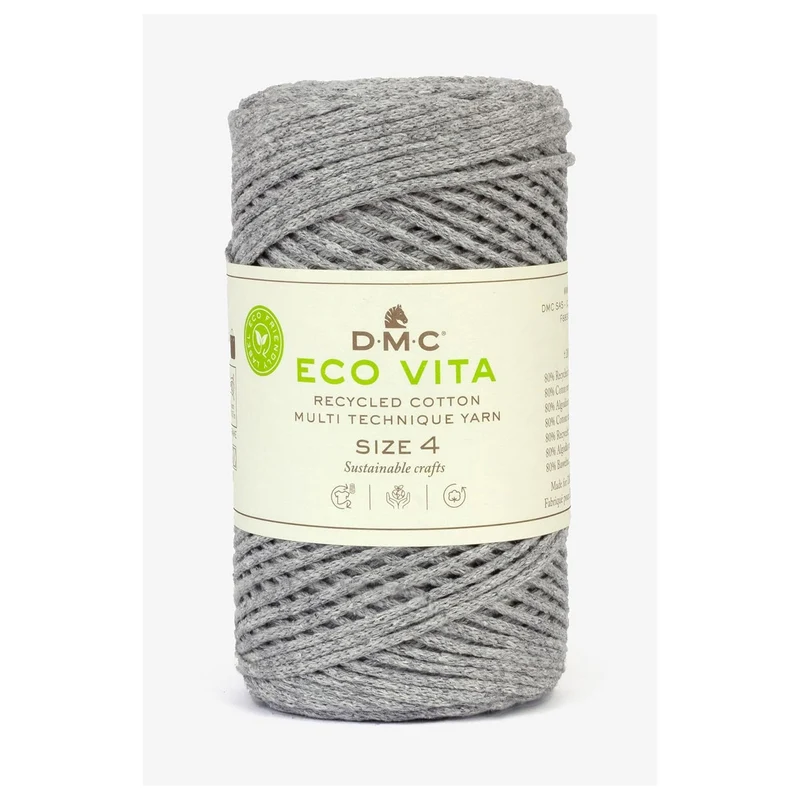 DMC Eco Vita 4 – Cordino in Cotone Riciclato 250g per Uncinetto e Borse