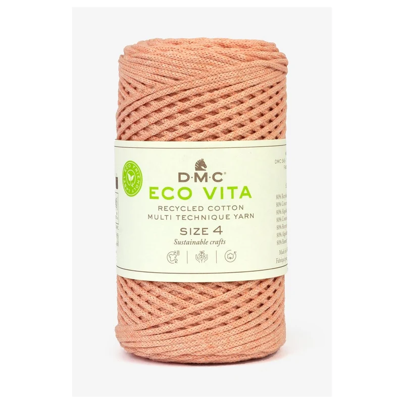 DMC Eco Vita 4 – Cordino in Cotone Riciclato 250g per Uncinetto e Borse