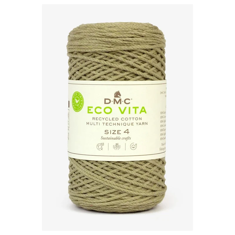 DMC Eco Vita 4 – Cordino in Cotone Riciclato 250g per Uncinetto e Borse