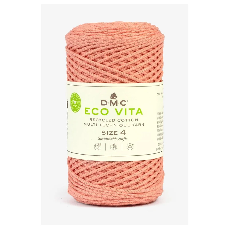 DMC Eco Vita 4 – Cordino in Cotone Riciclato 250g per Uncinetto e Borse