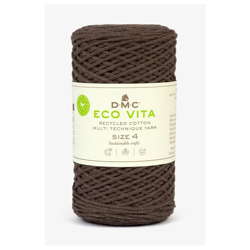 DMC Eco Vita 4 – Cordino in Cotone Riciclato 250g per Uncinetto e Borse