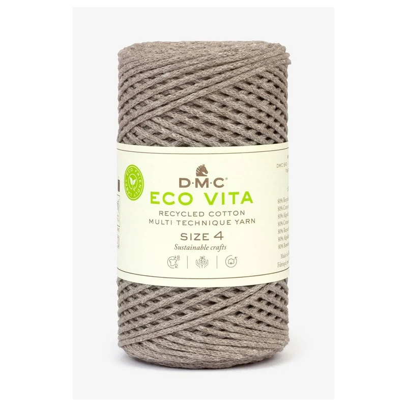 DMC Eco Vita 4 – Cordino in Cotone Riciclato 250g per Uncinetto e Borse