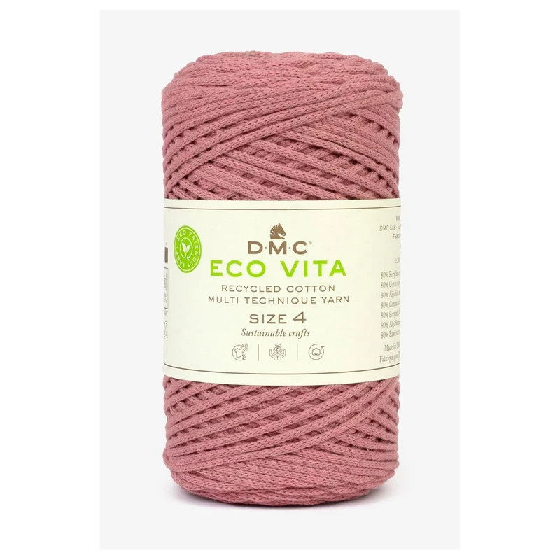 DMC Eco Vita 4 – Cordino in Cotone Riciclato 250g per Uncinetto e Borse