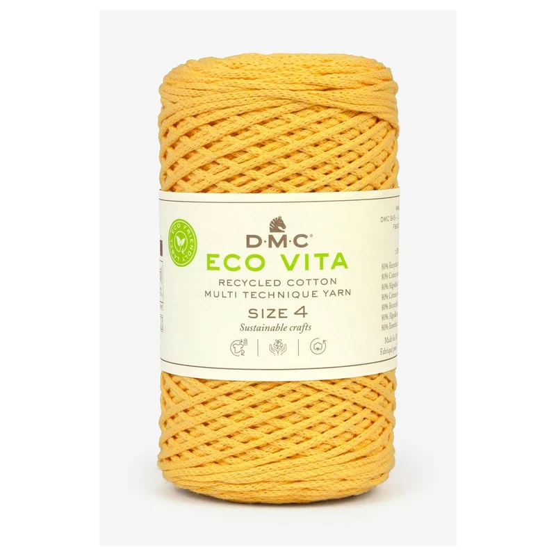 DMC Eco Vita 4 – Cordino in Cotone Riciclato 250g per Uncinetto e Borse