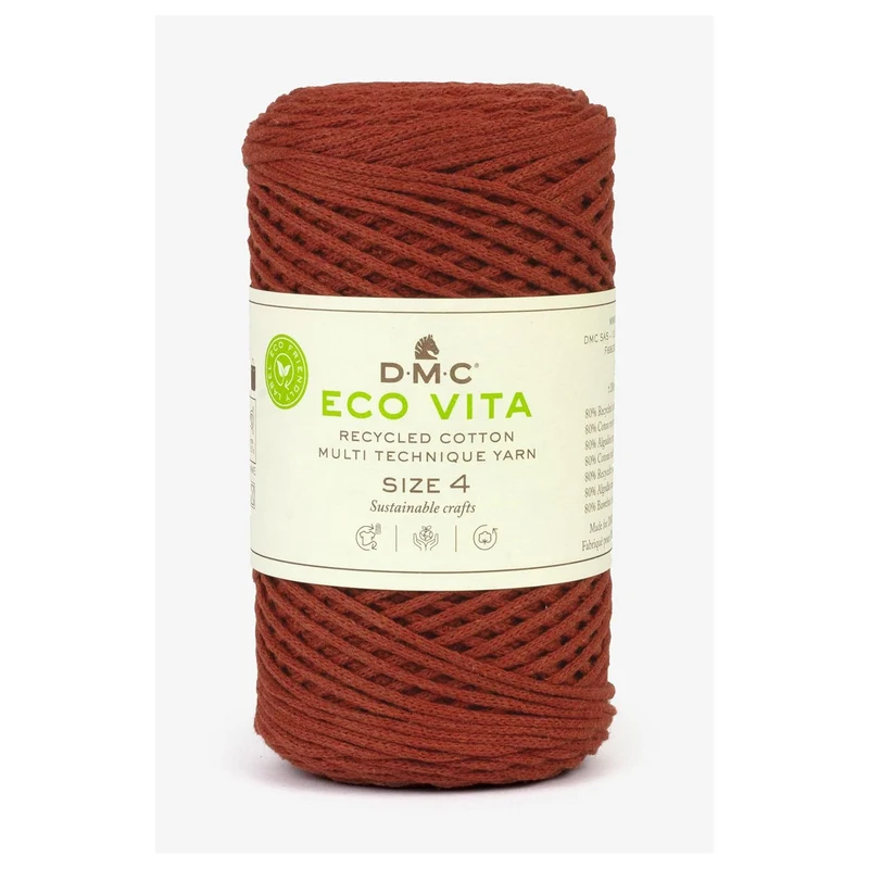 DMC Eco Vita 4 – Cordino in Cotone Riciclato 250g per Uncinetto e Borse