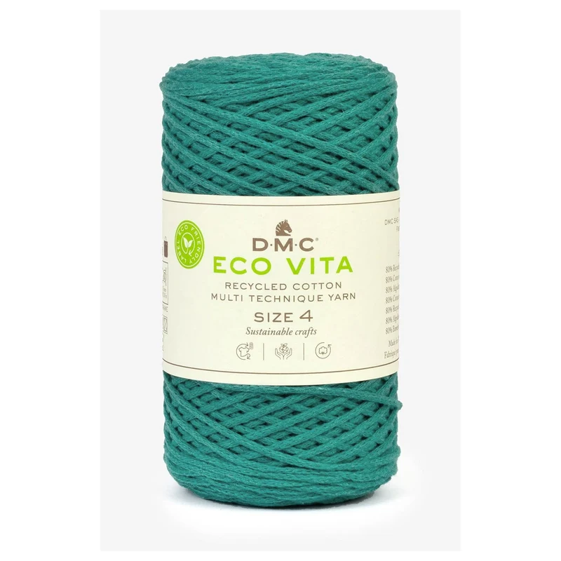 DMC Eco Vita 4 – Cordino in Cotone Riciclato 250g per Uncinetto e Borse