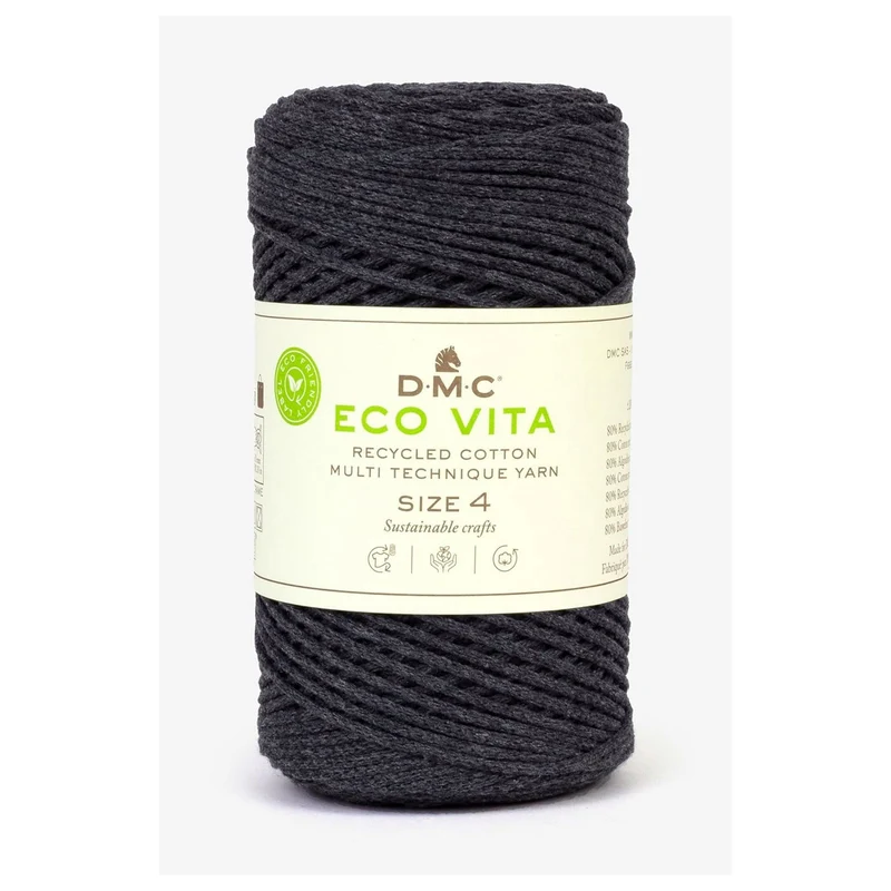 DMC Eco Vita 4 – Cordino in Cotone Riciclato 250g per Uncinetto e Borse