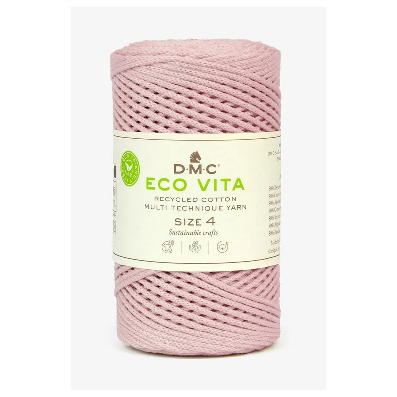 DMC Eco Vita 4 – Cordino in Cotone Riciclato 250g per Uncinetto e Borse