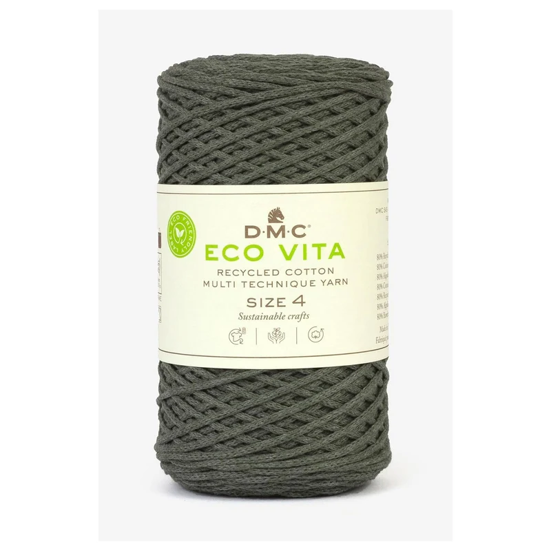 DMC Eco Vita 4 – Cordino in Cotone Riciclato 250g per Uncinetto e Borse