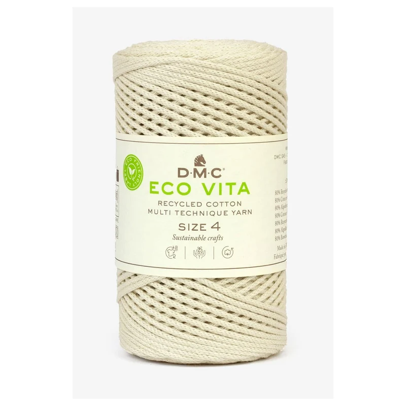 DMC Eco Vita 4 – Cordino in Cotone Riciclato 250g per Uncinetto e Borse