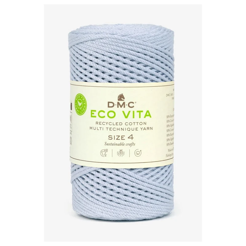 DMC Eco Vita 4 – Cordino in Cotone Riciclato 250g per Uncinetto e Borse