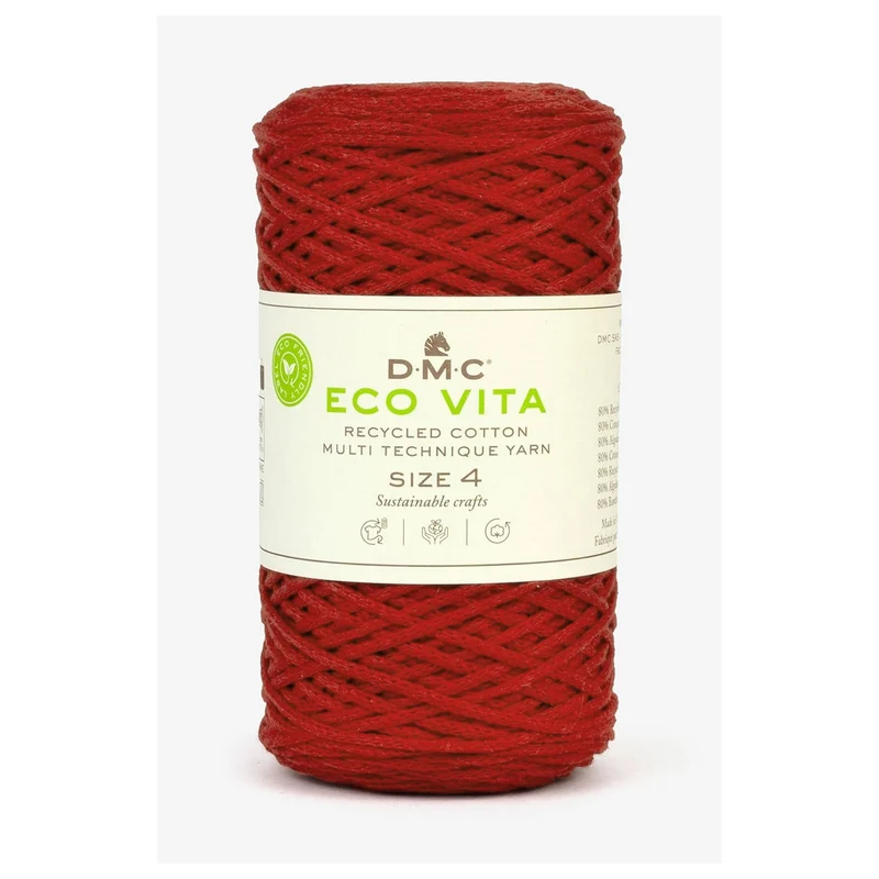 DMC Eco Vita 4 – Cordino in Cotone Riciclato 250g per Uncinetto e Borse