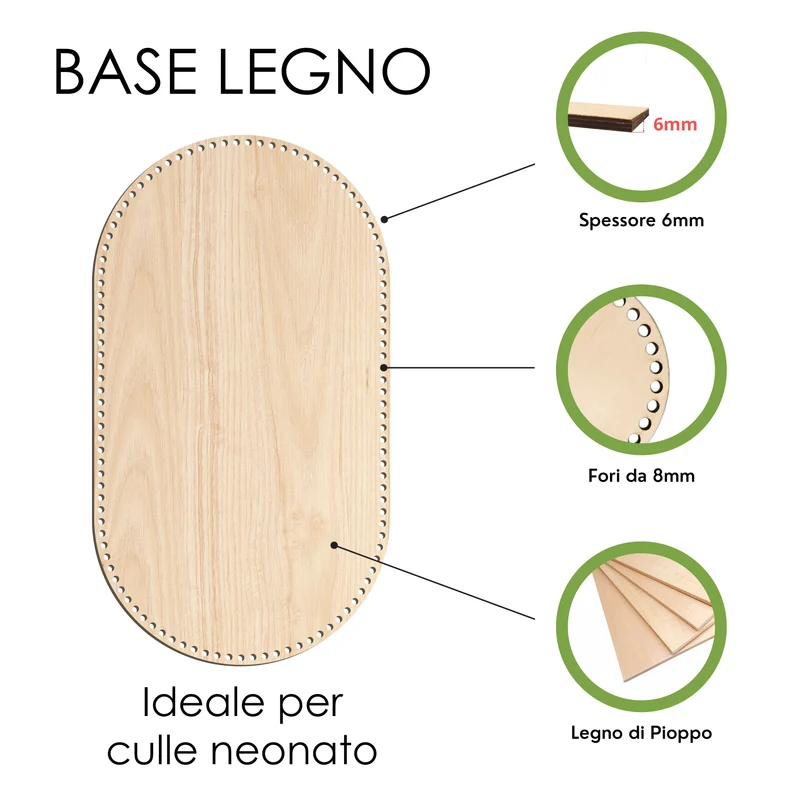 Base in Legno di Pioppo 6 mm per Culla all’Uncinetto