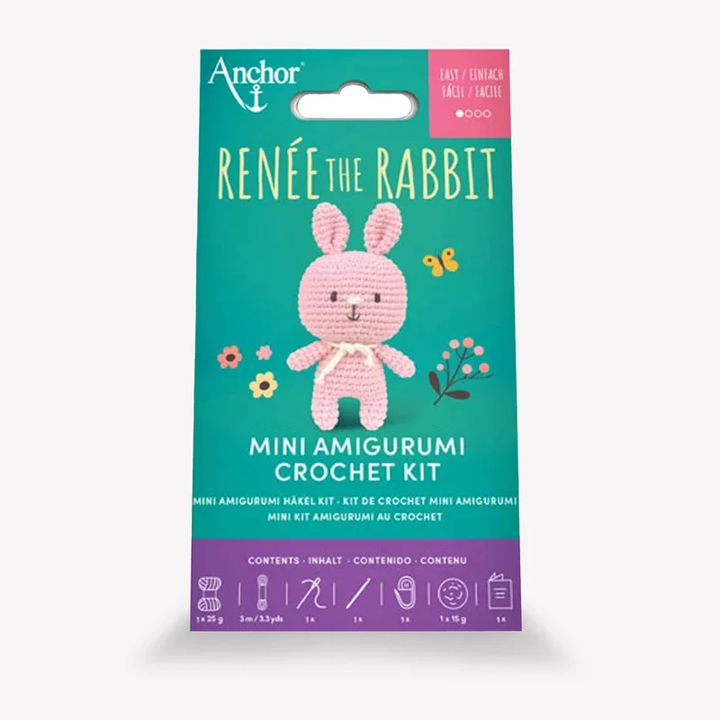 Kit Amigurumi Renée la Coniglietta – Mini Crochet Kit Anchor per Principianti