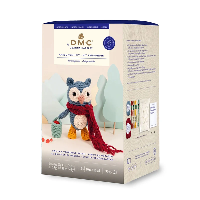 DMC Kit Amigurumi Owl in a Vegetable Patch – Gufetto con Sciarpa Intermedio