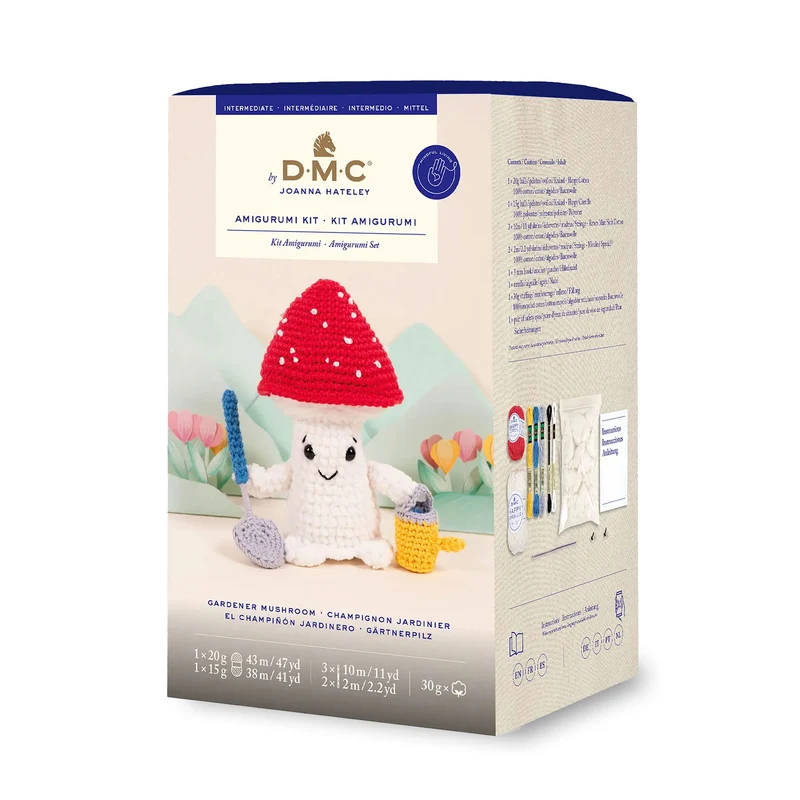 DMC Kit Amigurumi Gardener Mushroom – Fungo Giardiniere Intermedio con Happy Cotton e Chenille