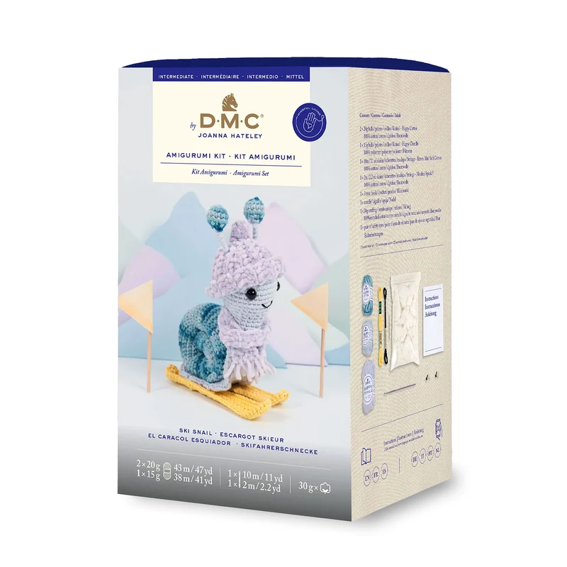 DMC Kit Amigurumi Ski Snail – Lumachina Sciatrice Intermedio con Happy Cotton e Chenille
