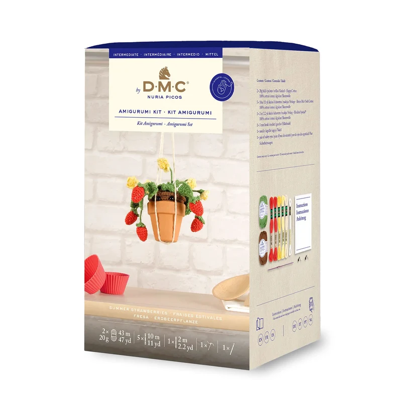 DMC Kit Amigurumi Summer Strawberries – Pianta di Fragole Intermedio con Happy Cotton