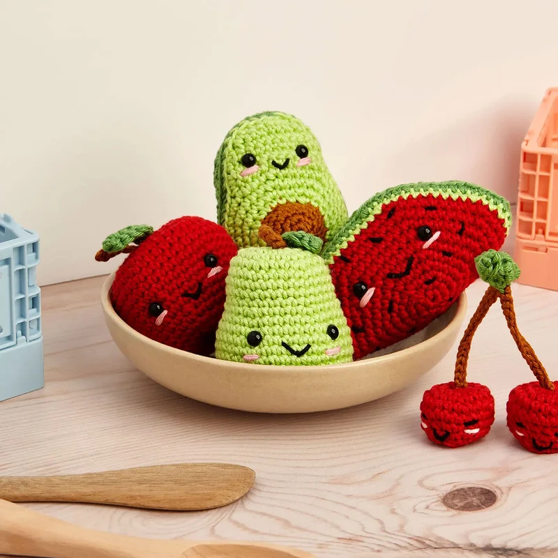 Kit Amigurumi DMC Frutta – Set Uncinetto Happy Cotton