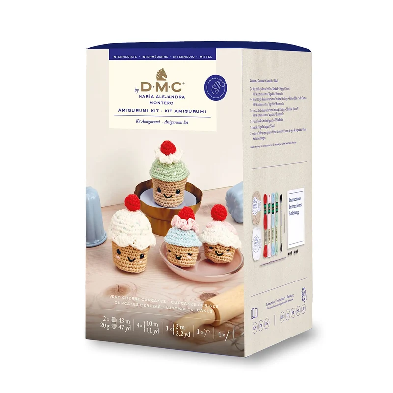 Kit Amigurumi DMC Cupcake – 4 Cupcake all’Uncinetto (Happy Cotton)