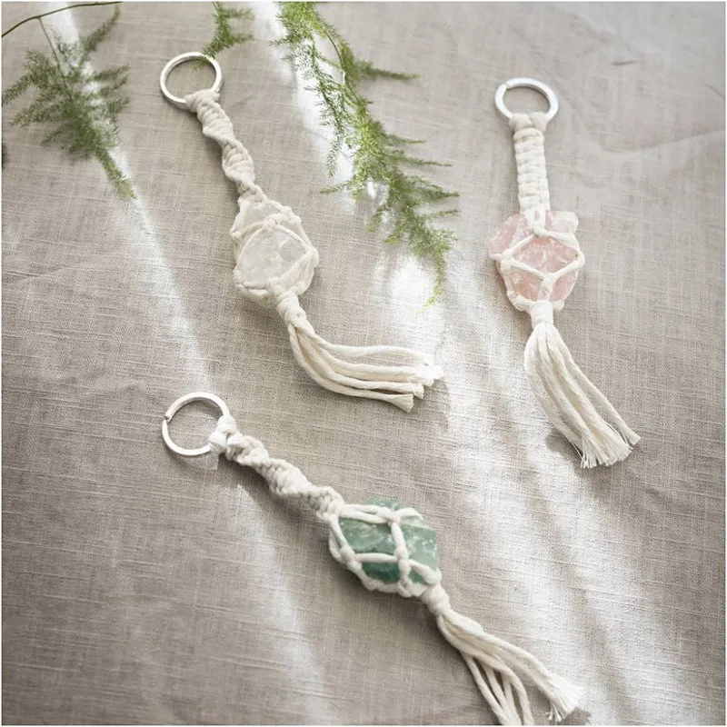 Mini Kit Macramè Portachiavi con Cristalli Veri – (Creativ Company)