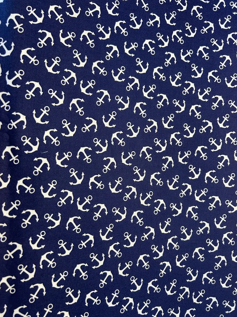 Baumwollstoff Anker blau