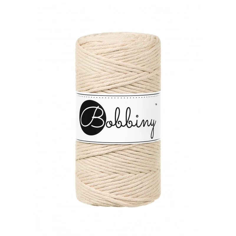 Bobbiny Makramee-Kordel, einfach gedreht, 3 mm, Warm Beige