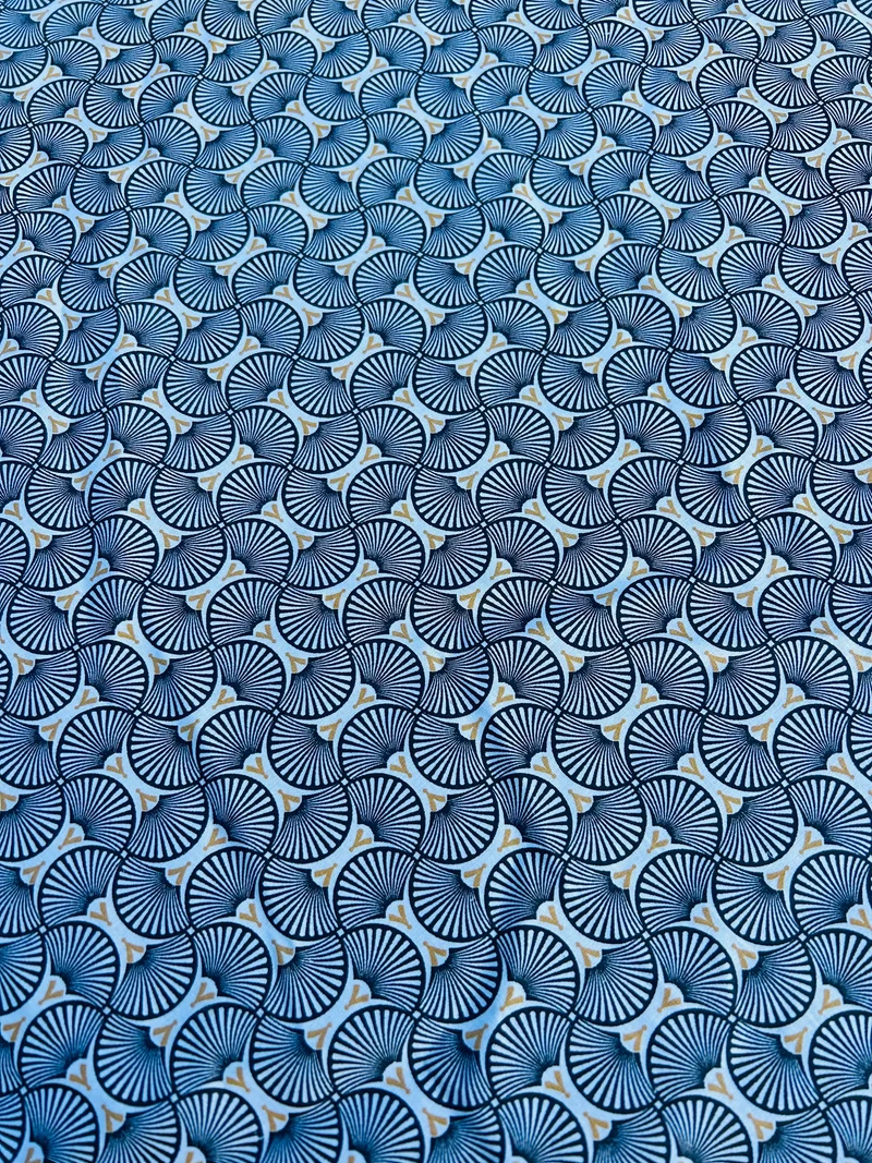 Wasserabweisender Stoff blau senf Fächer