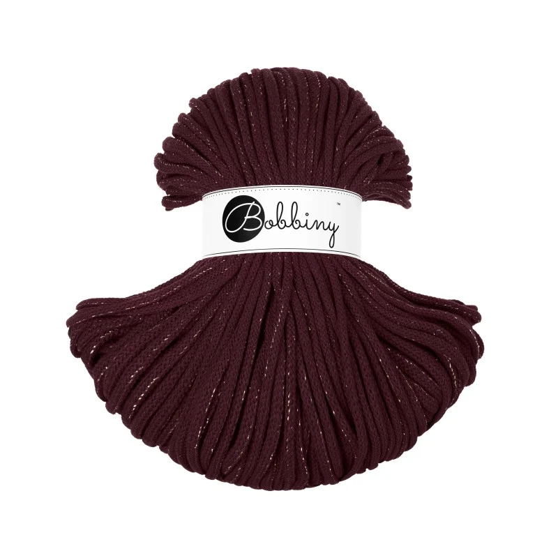 Bobbiny Flechtkordel, 5 mm, GOLDEN BURGUNDY