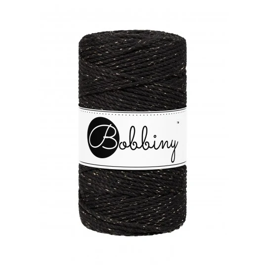 Bobbiny Makramee-Kordel, dreifach gedreht, 3 mm, GOLDEN BLACK