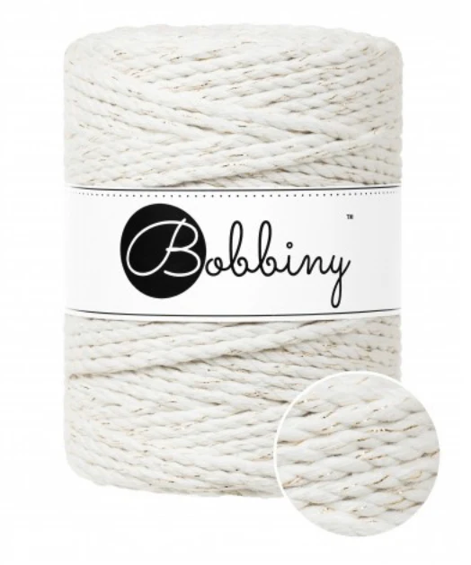 Bobbiny Makramee-Kordel, dreifach gedreht, 5 mm, golden off-white 3PLY MAKRAMEE-SCHNUR