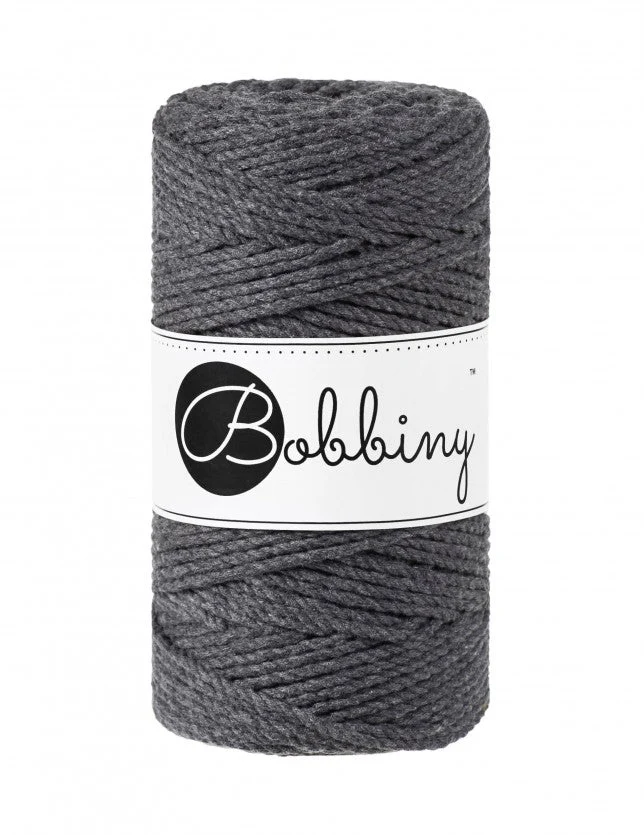 Bobbiny Makramee-Kordel, dreifach gedreht, 3 mm, charcoal 3PLY MAKRAMEE-SCHNUR