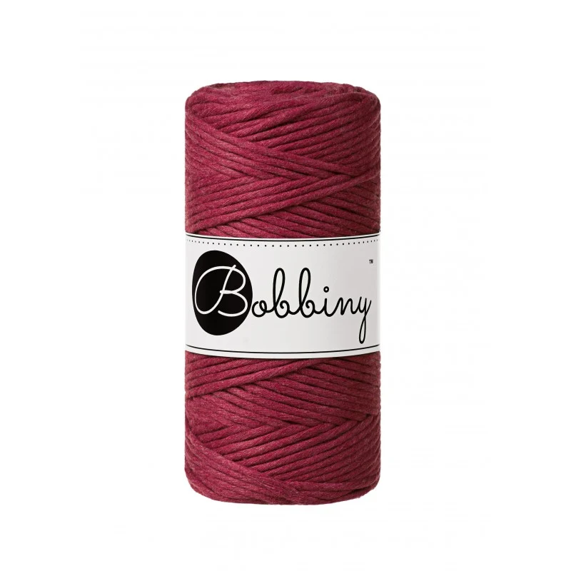 Bobbiny Makramee-Kordel, einfach gedreht, 3 mm, WINE RED