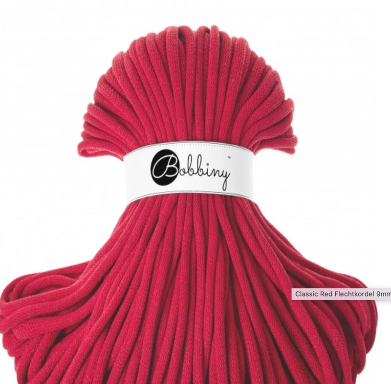 Bobbiny Flechtkordel, 9 mm, classic red 30m