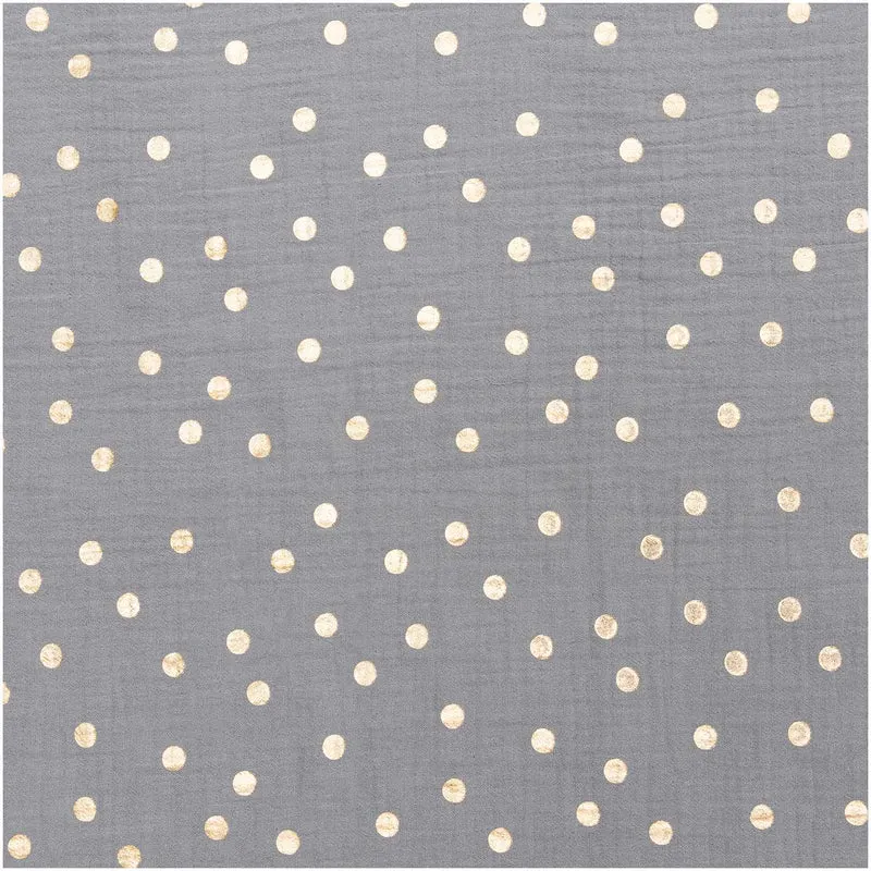 Musselin Double Gauze grau Punkte metallic