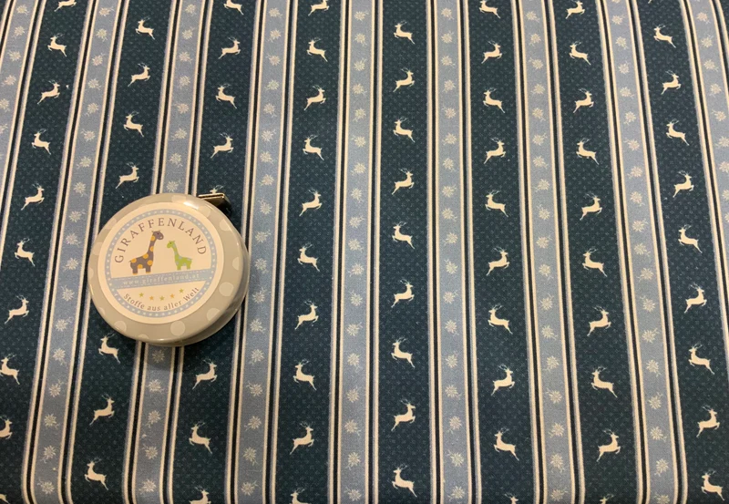 Baumwollstoff Dirndlstoff Hirsche blau Streifen