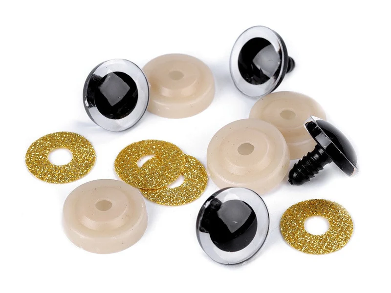 Tierauge Sicherheitsauge 25mm gold Glitzer