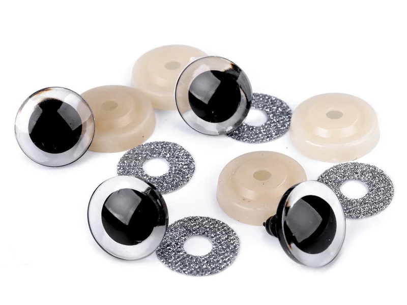 Tierauge Sicherheitsauge 25mm silber Glitzer