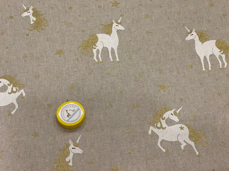 Homedeco Leinenlook Einhörner gold
