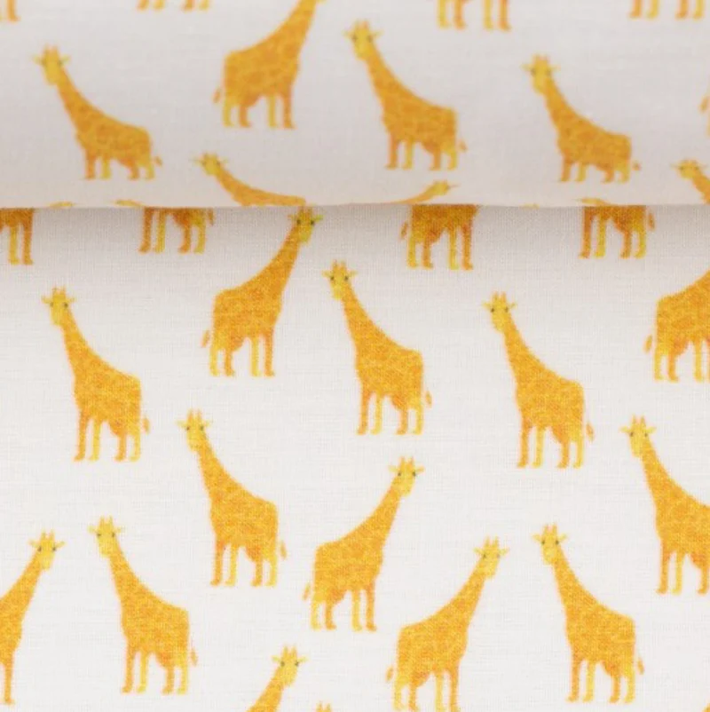 Baumwollstoff Giraffen auf weiß