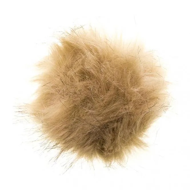 Kunstpelz-Pompons mit Schlaufe 12x12cm beige