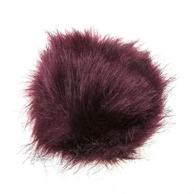 Kunstpelz-Pompons mit Schlaufe 12x12cm burgund