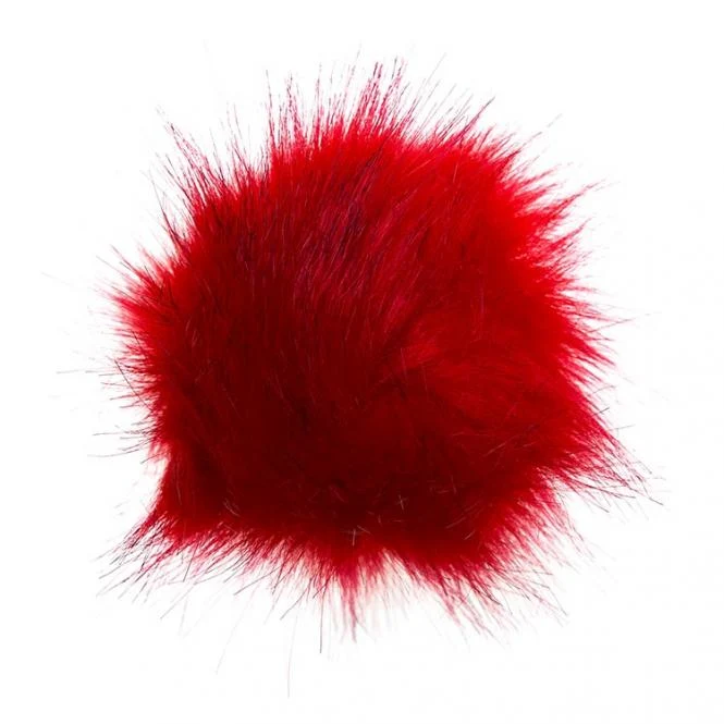 Kunstpelz-Pompons mit Schlaufe 12x12cm rot