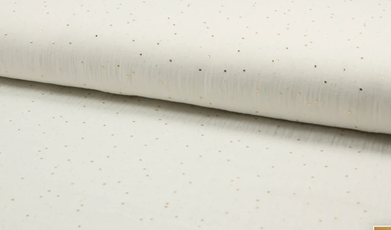 Musselin Double Gauze ecru mit Punkte gold