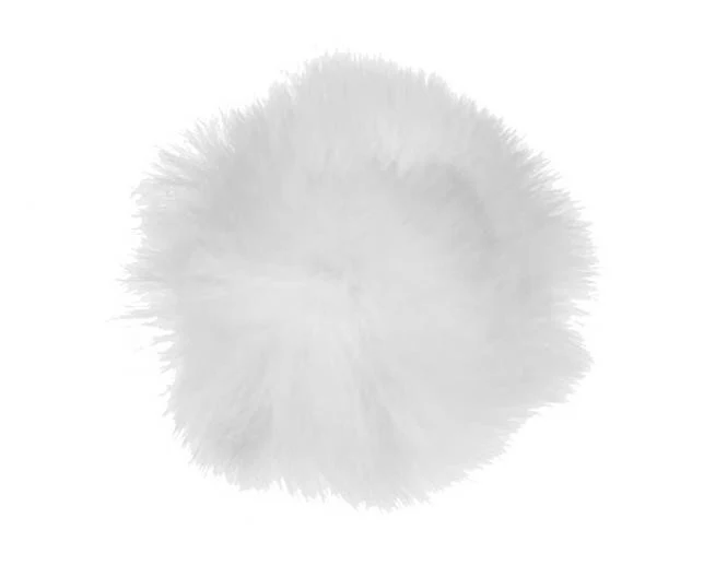 Kunstpelz-Pompons mit Schlaufe 5x5cm weiß