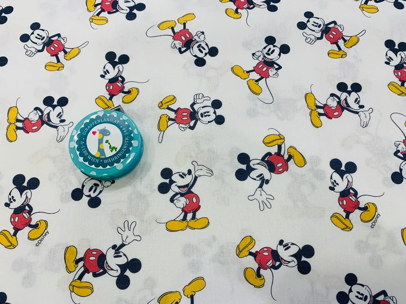 Baumwollstoff Mickey Mouse auf weiß