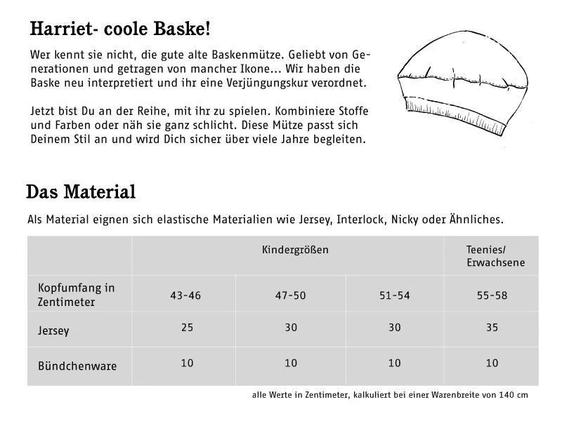 Schnittreif - Harriet - asymmetrische Baskenmütze